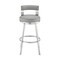 Armen Living Lynof Swivel Counter Stool in Brushed Stainless Steel with Light Gray Faux Leather 840254335462 - alternate 8